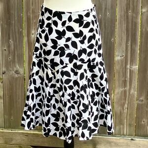 Y2K White Skirt with Black Leaves Designed